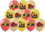 Construction Machinery Printed Rubber Balloons (12 pcs.)