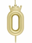 Golden birthday candle - Number 0 with crown