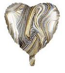 Foil Balloon Heart Marble Black 18" (45cm.)