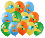 Printed rubber balloons Dinosaurs (12 pcs.)