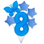 Set of balloons "Blue One with Butterfly" - ideal for 8. birthday