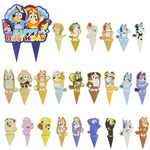 Cake toppers with Bluey theme - cute birthday decoration (24+1)