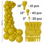 Set of Mustard Color Decorative Balloons (071), 70 pcs. (19", 12", 5")