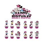Birthday toppers with Minnie Mouse - Colorful Cake Decoration (12+1)