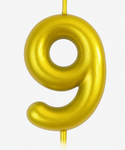 Gold birthday candle number "9" - elegance for any occasion