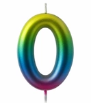 Rainbow Candle Number 0 - Colorful Celebration Magic