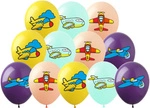 Printed rubber balloons Planes (12 pcs.) 