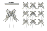 Decorative silver bow with gold edge - 21 cm (set of 10 pcs).)