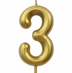 Birthday candle number "3" - champagne color