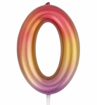 Birthday candle in the shape of the number 0 - pink and gold elegant