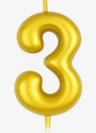 Gold birthday candle number "3" - elegance for any occasion