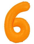 Foil Balloon Number "6" Orange Neon (100cm.)
