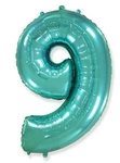 Foil Balloon Number "9" Flexmetal, Turquoise (100cm.)