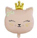 Foil balloon in the shape of a cat's head with a crown