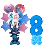 Set of 8th Birthday Stitch Foil and Rubber Printed Balloons