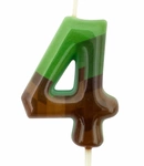 Minecraft green and brown pixel candle "4"