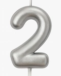 Silver birthday candle number "2" - elegance for any occasion