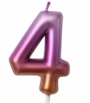 Birthday candle number "4" - rainbow metallic