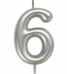 Candle Numeral "6" - Silver