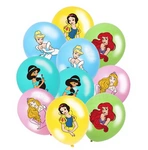 Princess printed rubber balloons (10 pcs.)