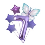 Set of balloons for 7th birthday with butterfly