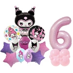 Set of 6 Kuromi Foil and Rubber Printed Balloons