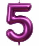 Birthday candle number "5" - raspberry metallic