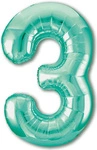 Foil Balloon Number "3" Turquoise (100cm.)