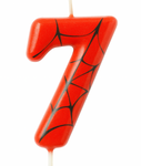 Spider-Man "7" birthday candle - red and black