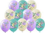 Set of balloons with hummingbirds and flowers motif (12 pcs.) 