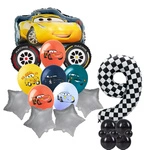 Set of 9 Cars Foil and Rubber Printed Balloons
