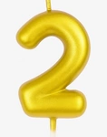 Gold birthday candle number "2" - elegance for any occasion