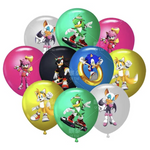 Sonic printed rubber balloons, (10 pcs.)