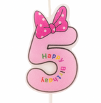Children's candle number "5" pink