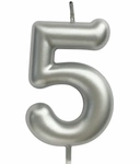 Candle Numeral "5" - Silver