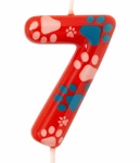 Christmas candle red with paws (Psi Patrol) - number"7"