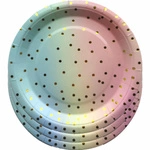 Pastel paper plates with gold dots - 10 pieces