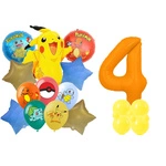 Set of Numbers 4 Pokemon Balloons Foil and Rubber Balloons with Printing