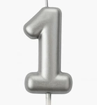 Silver birthday candle number "1" - elegance for any occasion