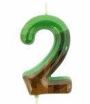 Minecraft green and brown pixel candle "2"