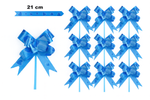 Decorative blue bow with hearts motif - 21 cm (set of 10 pcs).)