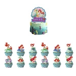 Magic Mermaid toppers for birthday cake and cupcakes (12+1)