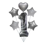 Set of Balloons "Marble 1" - Silver Stars and Hearts