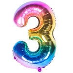 Foil Balloon Number "3" Rainbow (100cm.)