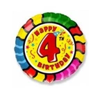 Happy Birthday foil balloon. Digit 4 18" (45cm), FLEXMETAL™