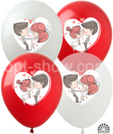 Printed rubber balloons The Couple in Love (10 pcs.) 