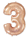 Foil Balloon Number "3" Flexmetal, Pink Gold (100cm.)