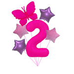 "Pink 2 with Butterfly" balloon set - Neon & Pastel Stars