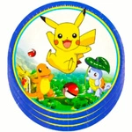 Pokémon paper plates with Pikachu, Charmander and Squirtle - 10 pcs.