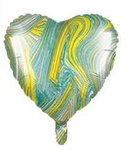 Foil Heart Marble Green 18" (45cm.)